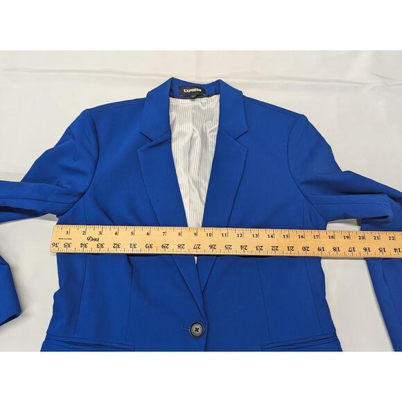 Express Women’s Classic One Button Blue Blazer Jacket Size 10 - Picture 5 of 9